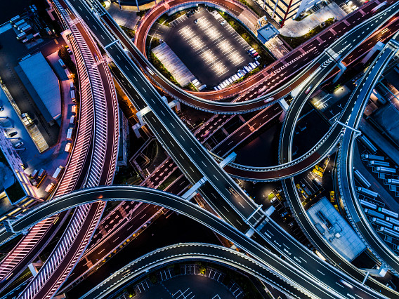 city roads at night